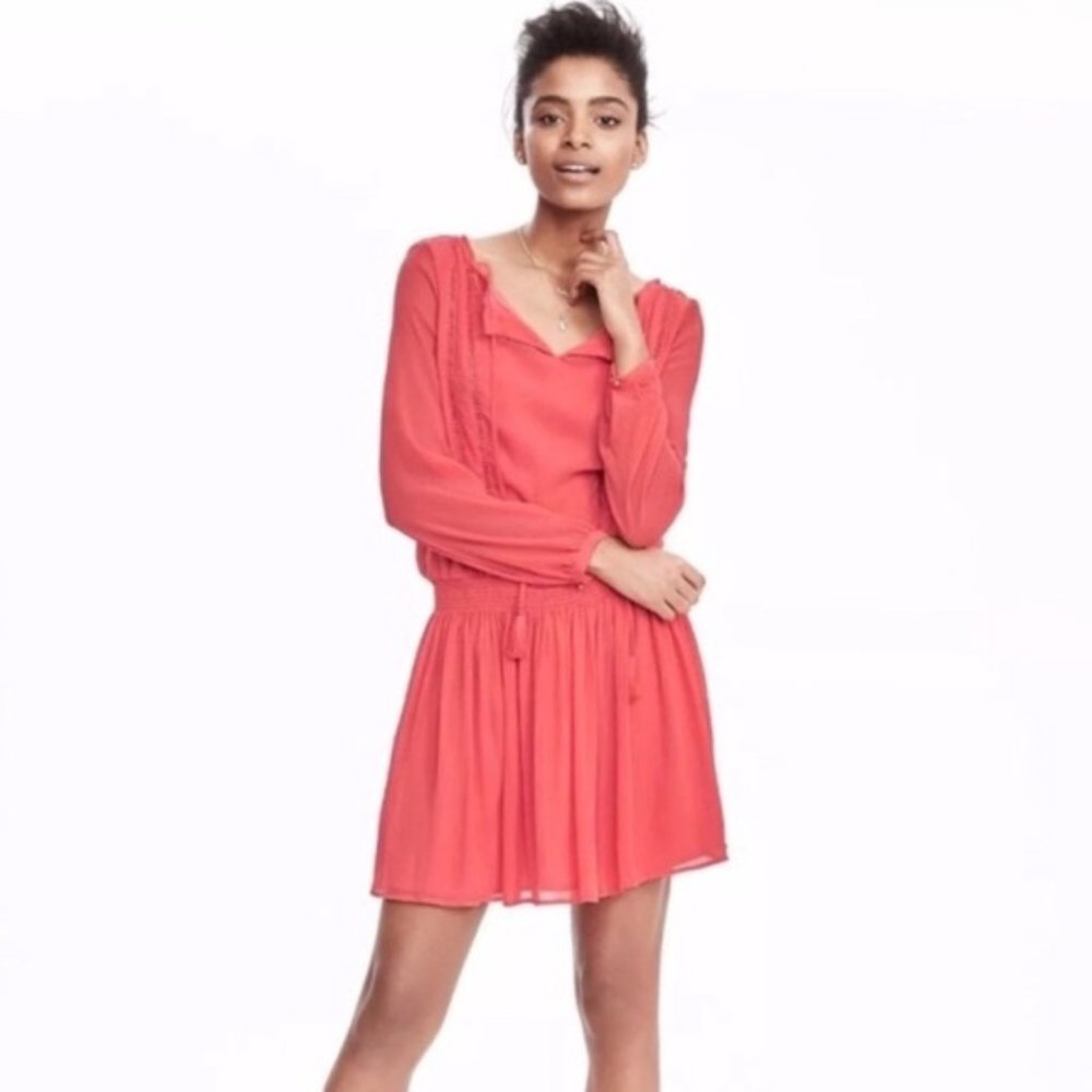 Banana Republic Boho Dress w/ Tassels in Coral